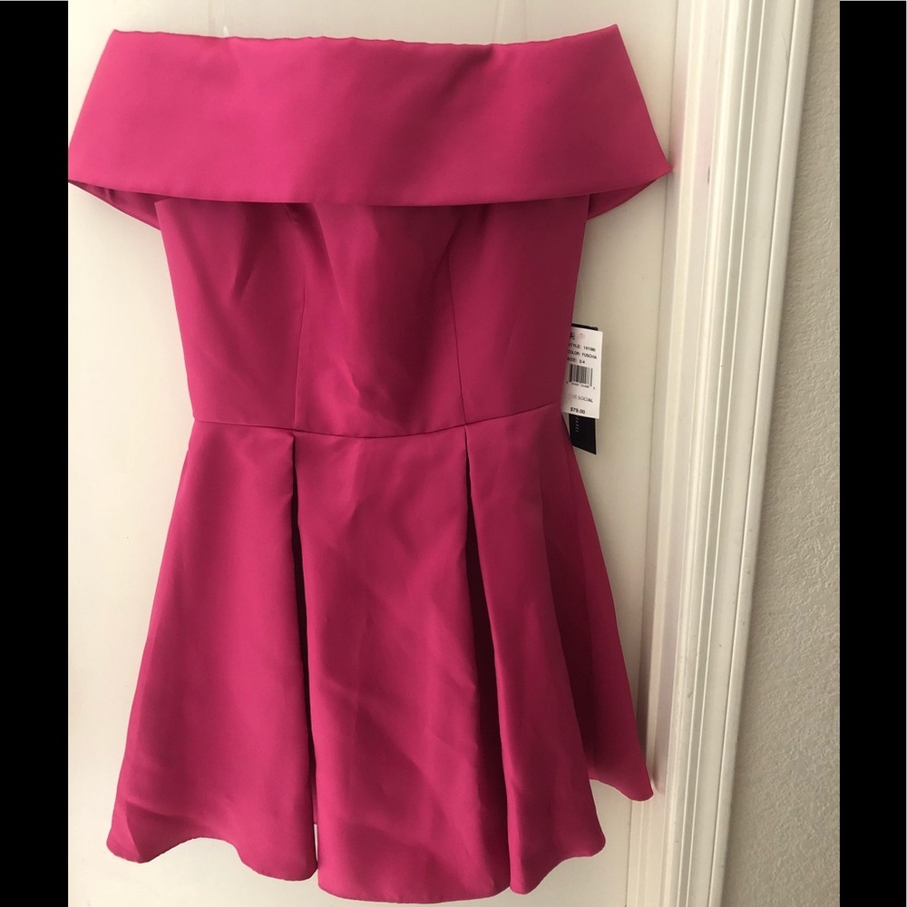 New w/tags pink off shoulder satin dress